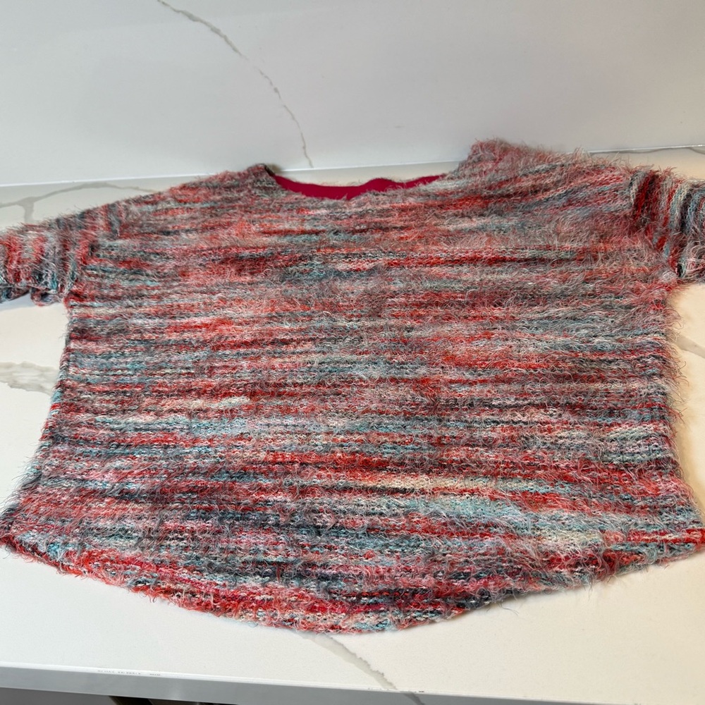 Anthropologie women's size medium long sleeve sweater cozy soft pink multi color - Picture 5 of 12
